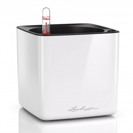 Кашпо Lechuza Cube Glossy 14 Белый