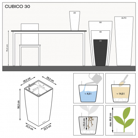 Кашпо Lechuza Cubico 30 Белый