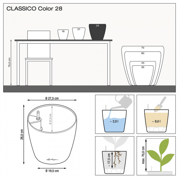 Кашпо Lechuza Classico Color 28 Бежевый