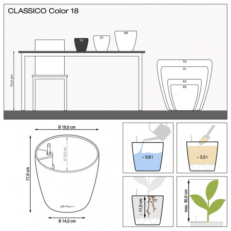 Кашпо Lechuza Classico Color 18 Бежевый