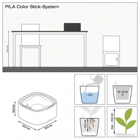 Кашпо Lechuza Pila Color Stick Коралловый