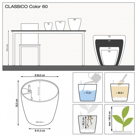 Кашпо Lechuza Classico Color 60 Белый
