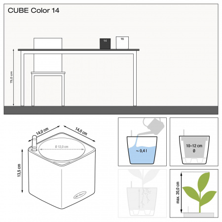 Кашпо Lechuza Cube Color 14 Серый
