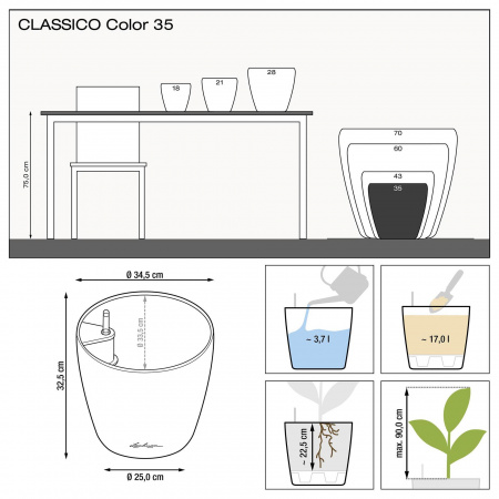 Кашпо Lechuza Classico Color 35 Белый