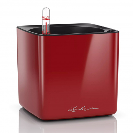 Кашпо Lechuza Cube Glossy 16 Красный