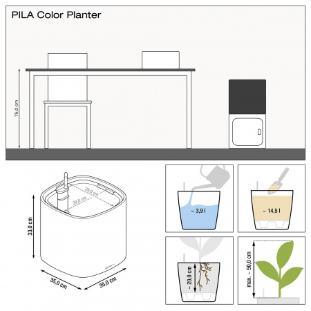 Кашпо Lechuza Pila Color Planter 35 Светло-Серый