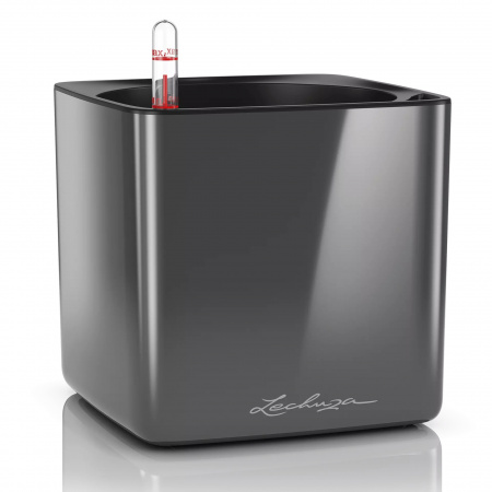 Кашпо Lechuza Cube Glossy 14 Антрацит