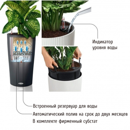 Кашпо Lechuza Cilindro Color 32 Серый